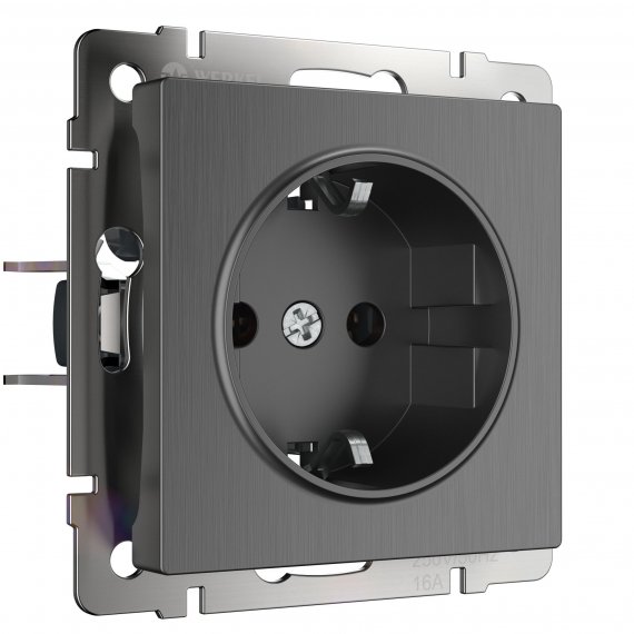 Фотография товара 'Werkel WL04-SKG-01-IP20 Розетка с заземлением (графит рифленый)'