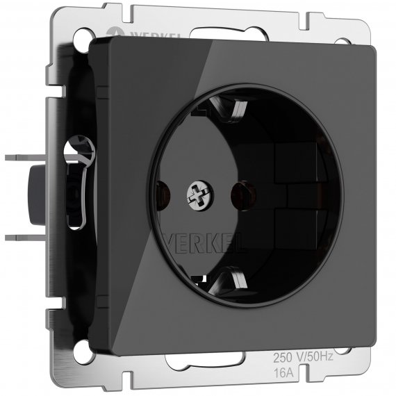 Фотография товара 'Werkel W1171048 Розетка с заземлением черный акрил'