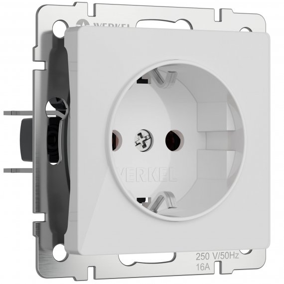 Фотография товара 'Werkel W1171141 Розетка с заземлением и шторками белый акрил'