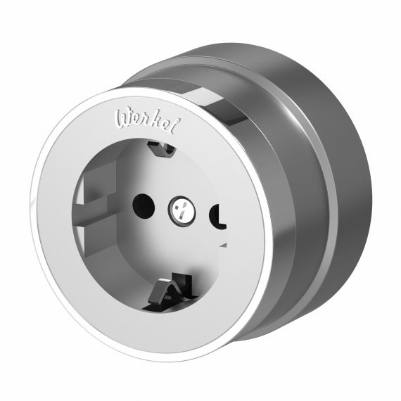 Фотография товара 'Werkel W5871054 Розетка с заземлением Vintage серебро матовый/хром'