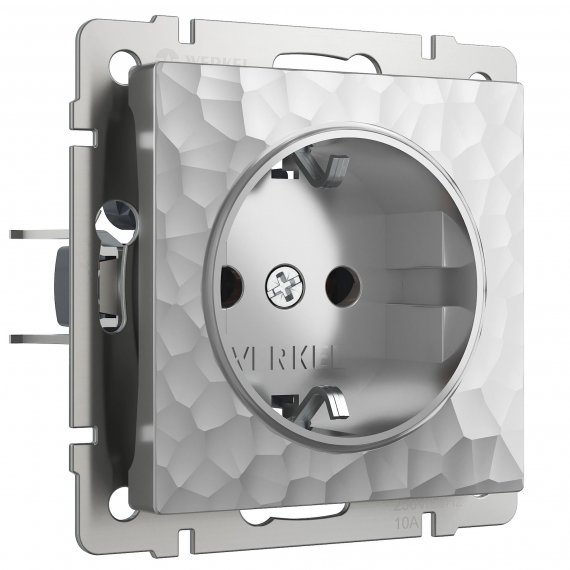 Фотография товара 'Werkel W1271006 Розетка с заземлением серебряный'