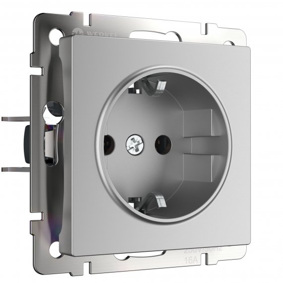Фотография товара 'Werkel WL06-SKG-01-IP20 Розетка с заземлением (серебряный)'
