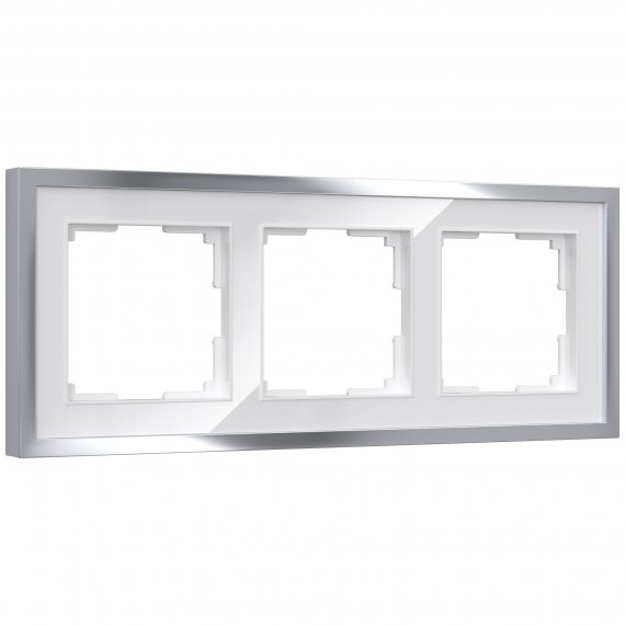 Фотография товара 'Werkel W0032850 Рамка из металла на 3 поста Baguette белый/серебро'