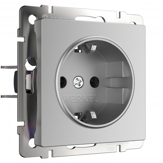 Фотография товара 'Werkel W1171006 Розетка с заземлением (серебряный)'