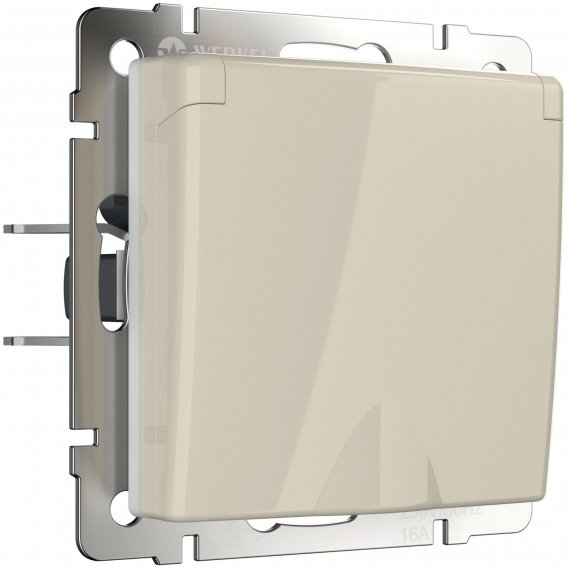 Фотография товара 'Werkel WL03-SKGSC-01-IP44-ivory Розетка влагозащ. с зазем. с защит. крышкой и шторками'