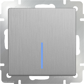 Фотография товара 'Werkel WL09-SW-1G-2W Выключатель одноклавишный проходной с подсветкой (cеребряный рифленый)'