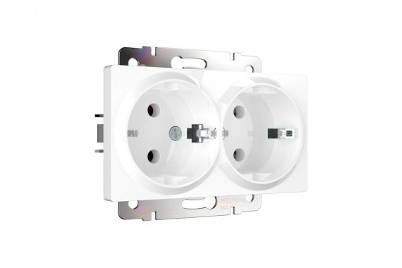 Фотография товара 'Werkel WL01-SKG-02-IP20 Розетка двойная с заземлением'