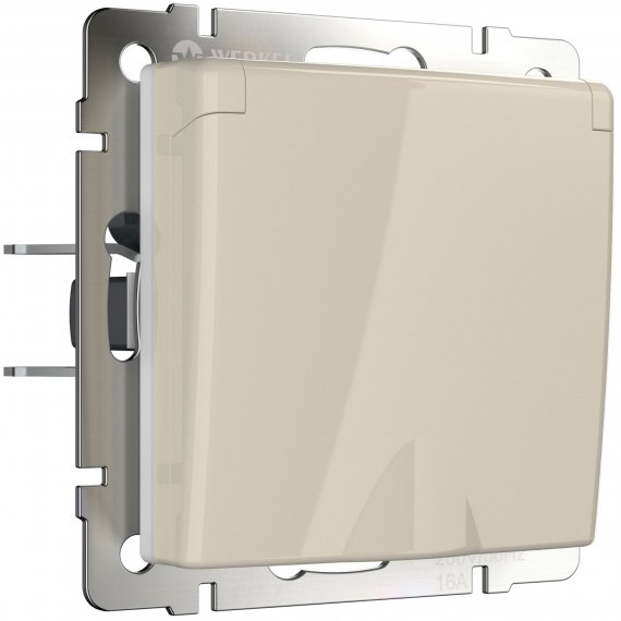 Фотография товара 'Werkel W1171203 Розетка влагозащ. с зазем. с защит. крышкой и шторками слоновая кость'