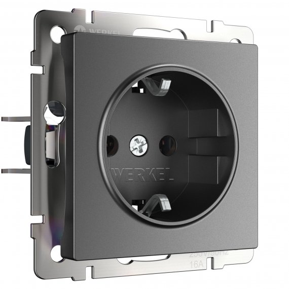 Фотография товара 'Werkel W1171064 Розетка с заземлением графит матовый'