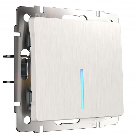 Фотография товара 'Werkel W1112113 Выключатель одноклавишный проходной с подсветкой перламутровый рифленый'