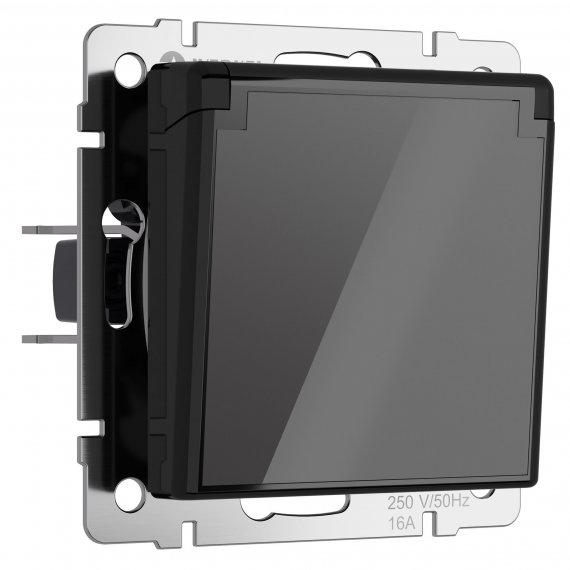 Фотография товара 'Werkel W1171248 Розетка влагозащ. с зазем. с защит. крышкой и шторками черный акрил'