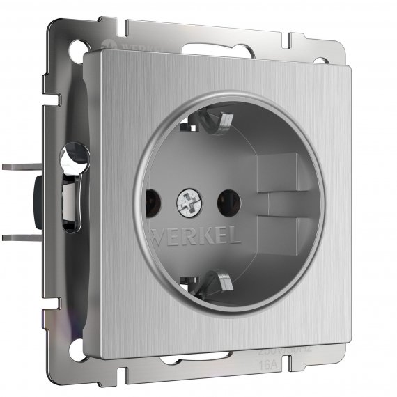 Фотография товара 'Werkel W1171009 Розетка с заземлением cеребряный рифленый'