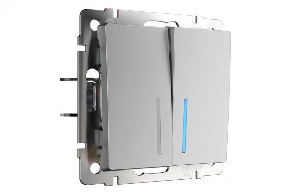 Фотография товара 'Werkel WL06-SW-2G-2W-LED Выключатель двухклавишный проходной с подсветкой'