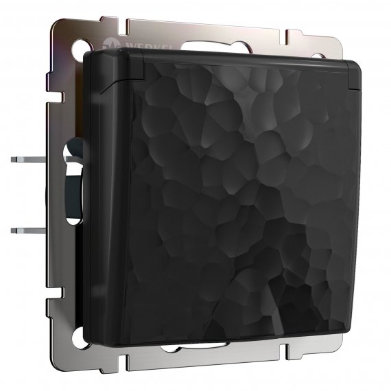 Фотография товара 'Werkel W1271208 Розетка влагозащ. с зазем. с защит. крышкой и шторками черный'