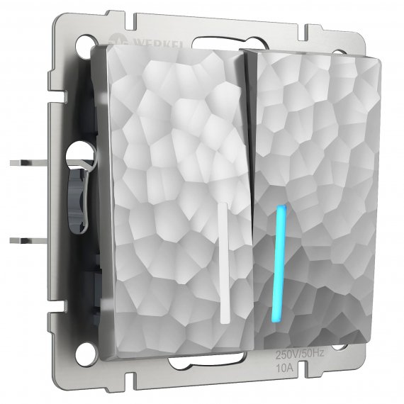 Фотография товара 'Werkel W1220106 Выключатель двухклавишный с подсветкой серебряный'