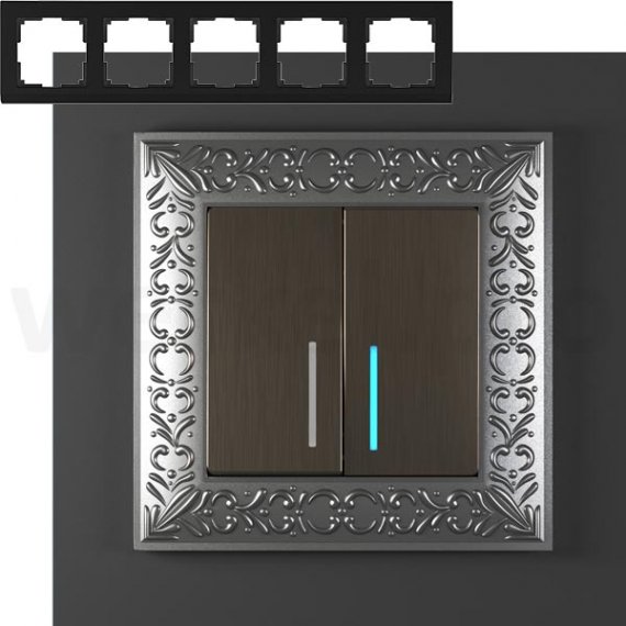 Фотография товара 'Werkel WL07-Frame-05 Рамка Antik на 5 постов Werkel WL07-Frame-05 Матовый хром'