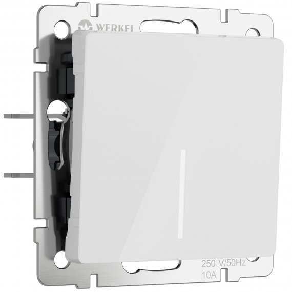 Фотография товара 'Werkel W1112141 Выключатель одноклавишный проходной с подсветкой белый акрил'