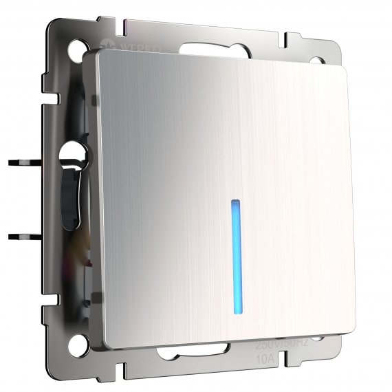 Фотография товара 'Werkel WL02-SW-1G Выключатель одноклавишный с подсветкой (глянцевый никель)'