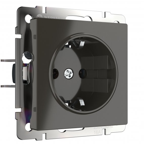 Фотография товара 'Werkel WL07-SKG-01-IP20 Розетка с заземлением (серо-коричневый)'