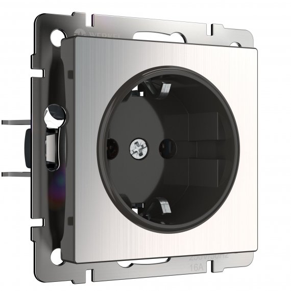 Фотография товара 'Werkel WL02-SKGS-01-IP44 Розетка с заземлением и шторками (глянцевый никель) (a051076)'