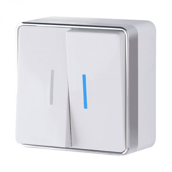 Фотография товара 'Werkel W5020101 Выключатель двухклавишный с подсветкой Gallant белый'