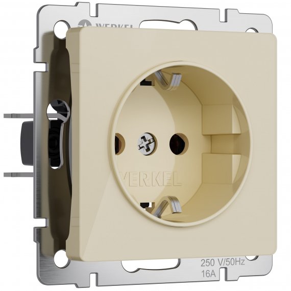 Фотография товара 'Werkel W1171143 Розетка с заземлением и шторками айвори акрил'