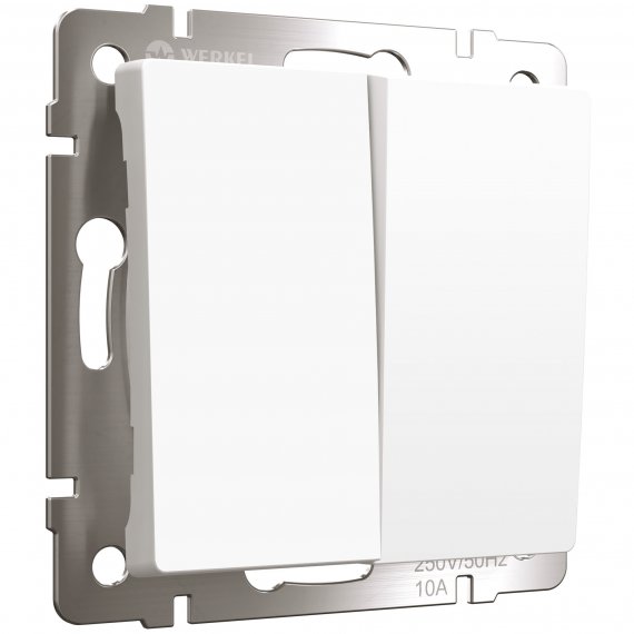 Фотография товара 'Werkel W1120061 Выключатель двухклавишный белый матовый'
