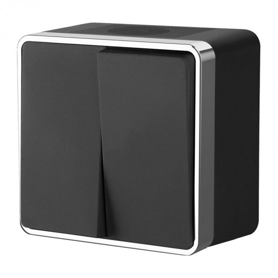 Фотография товара 'Werkel WL15-03-02 Выключатель Werkel черный двухклавишный влагозащищенный Gallant WL15-03-02'