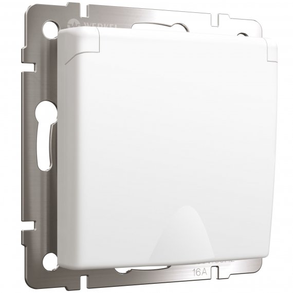 Фотография товара 'Werkel W1171261 Розетка с заземлением и шторками c крышкой IP44 белый матовый'