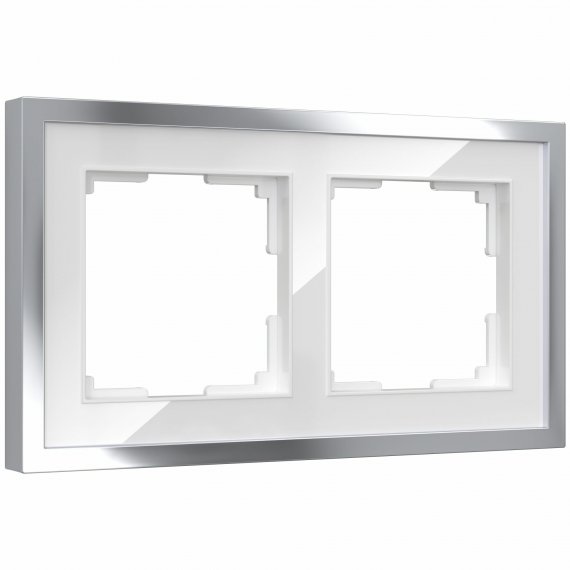 Фотография товара 'Werkel W0022850 Рамка из металла на 2 поста Baguette белый/серебро'