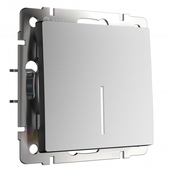 Фотография товара 'Werkel W1112165 Выключатель одноклавишный проходной с подсветкой серебряный матовый'