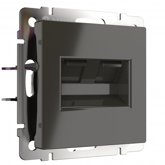 Фотография товара 'Werkel WL07-RJ-11 Розетка телефонная RJ-11 и Еthernet RJ-45 (серо-коричневый)'