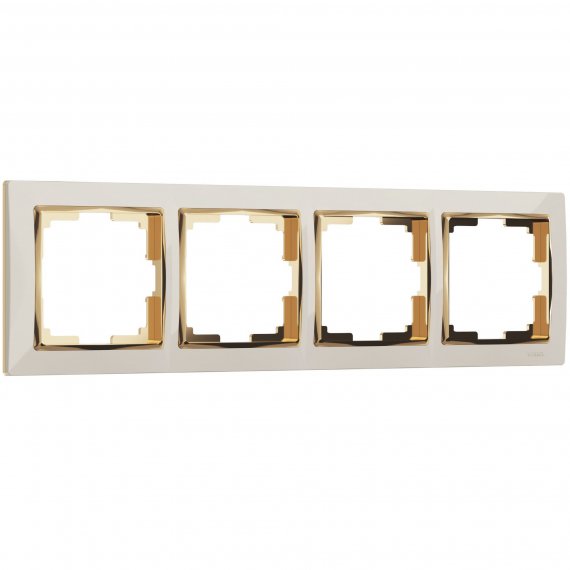Фотография товара 'Werkel W0041932 Рамка из поликарбоната на 4 поста Snabb слоновая кость/золото'