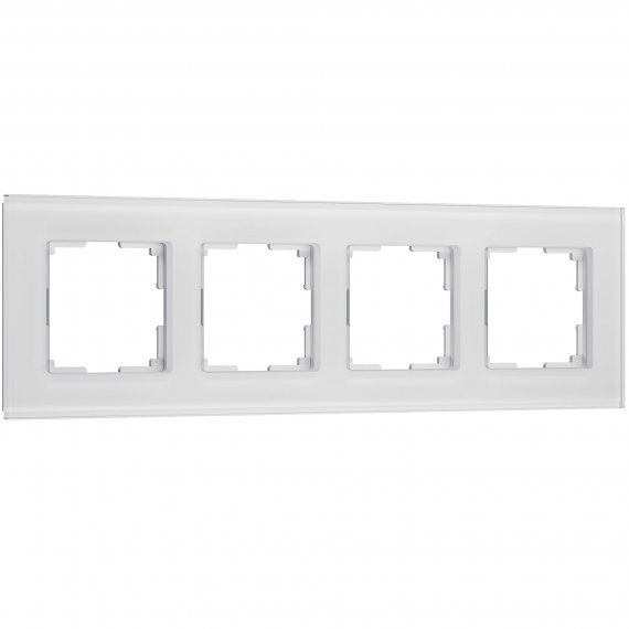Фотография товара 'Werkel W0043101 Рамка из стекла на 4 поста Senso белый soft-touch'