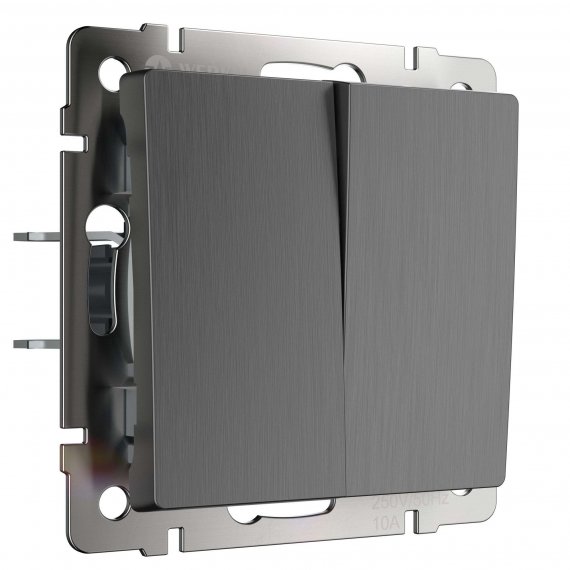 Фотография товара 'Werkel W1120004 Выключатель двухклавишный графит рифленый'