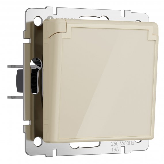 Фотография товара 'Werkel W1171243 Розетка влагозащ. с зазем. с защит. крышкой и шторками айвори акрил'