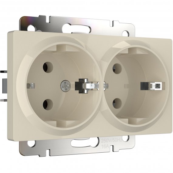 Фотография товара 'Werkel WL03-SKG-02-IP20 Розетка двойная с заземлением'