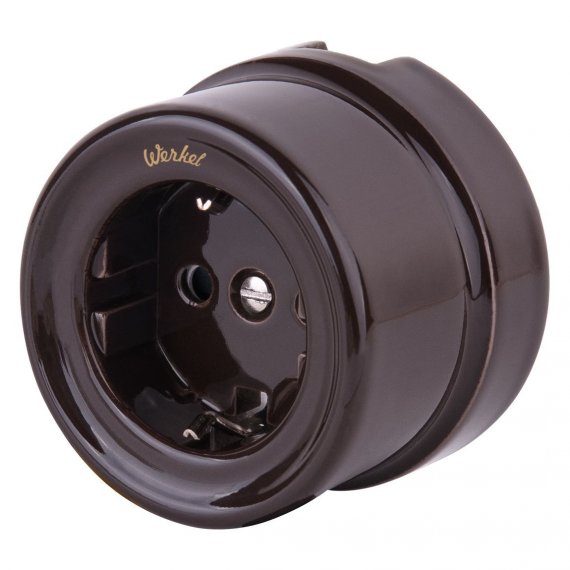 Фотография товара 'Werkel W5671014 Розетка с заземлением коричневый ретро'