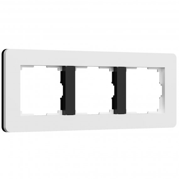 Фотография товара 'Werkel W0033068 W0033068/ Рамка на 3 поста Split (белый/черный, soft-touch)'