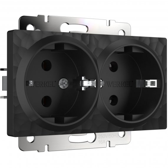 Фотография товара 'Werkel W1272008 Розетка двойная с заземлением черный'