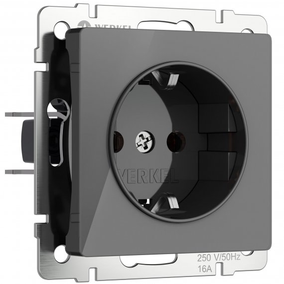 Фотография товара 'Werkel W1171144 Розетка с заземлением и шторками графит акрил'