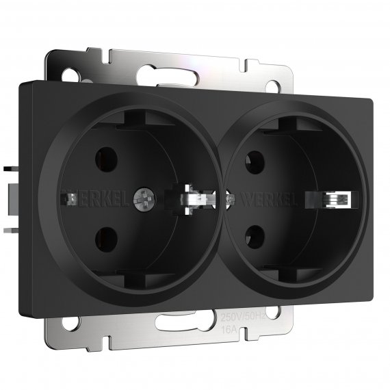 Фотография товара 'Werkel W1172008 Розетка двойная с заземлением черный матовый'