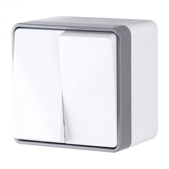 Фотография товара 'Werkel W5020201 Выключатель двухклавишный влагозащищенный Gallant (белый) (a051576) Werkel Накладные механизмы Gallant белые W5020201-95657'