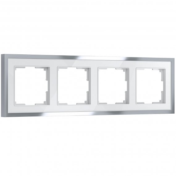 Фотография товара 'Werkel W0042850 Рамка из металла на 4 поста Baguette белый/серебро'