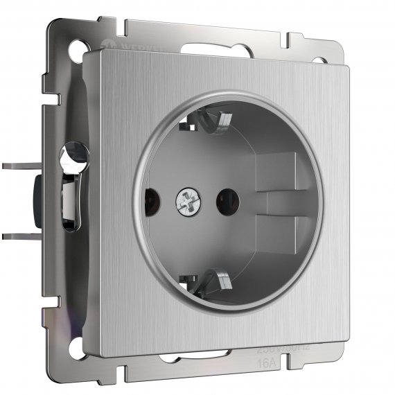 Фотография товара 'Werkel WL09-SKG-01-IP20 Розетка с заземлением (cеребряный рифленый)'