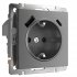 Фотография товара 'Werkel W1171764 Розетка с заземлением, шторками и USB тип A+C графит матовый'