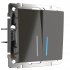 Фотография товара 'Werkel WL07-SW-2G-2W-LED Выключатель двухклавишный проходной с подсветкой (серо-коричневый)'