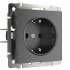 Фотография товара 'Werkel WL04-SKG-01-IP20 Розетка с заземлением (графит рифленый)'