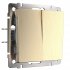 Фотография товара 'Werkel W1122010 Выключатель двухклавишный проходной шампань рифленый'